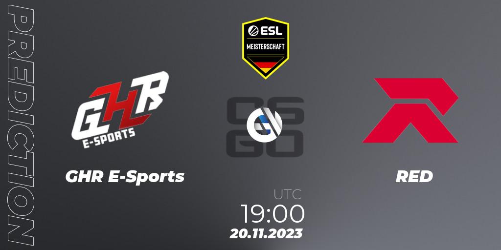 GHR E-Sports - RED: ennuste. 20.11.23, CS2 (CS:GO), ESL Meisterschaft: Autumn 2023