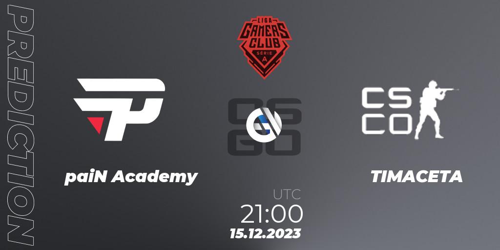 paiN Academy - TIMACETA: ennuste. 15.12.2023 at 21:00, Counter-Strike (CS2), Gamers Club Liga Série A: December 2023
