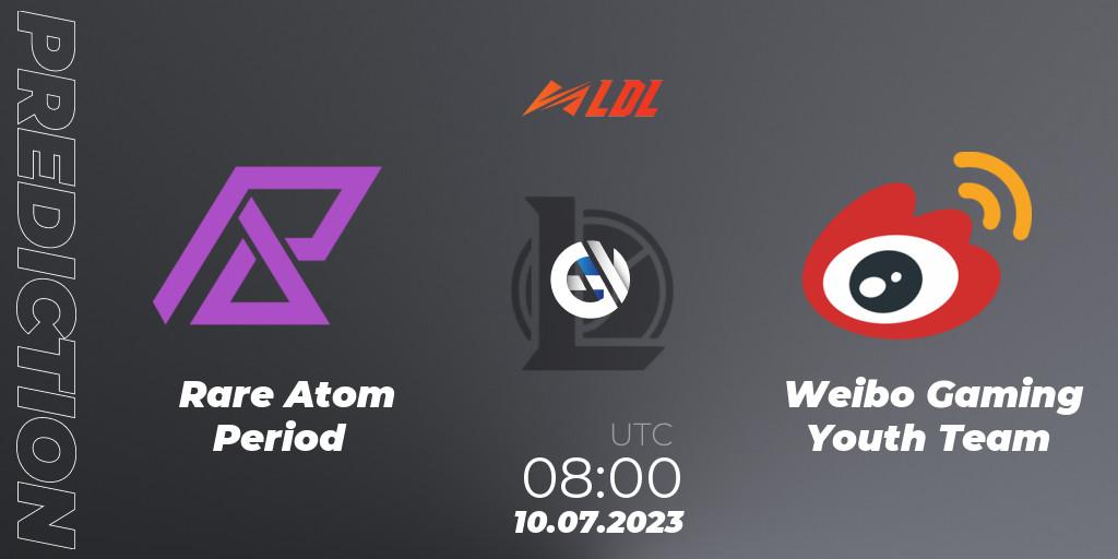 Rare Atom Period - Weibo Gaming Youth Team: ennuste. 10.07.2023 at 08:45, LoL, LDL 2023 - Regular Season - Stage 3