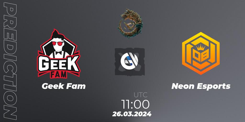 Geek Fam - Neon Esports: ennuste. 26.03.24, Dota 2, PGL Wallachia Season 1: Southeast Asia Closed Qualifier