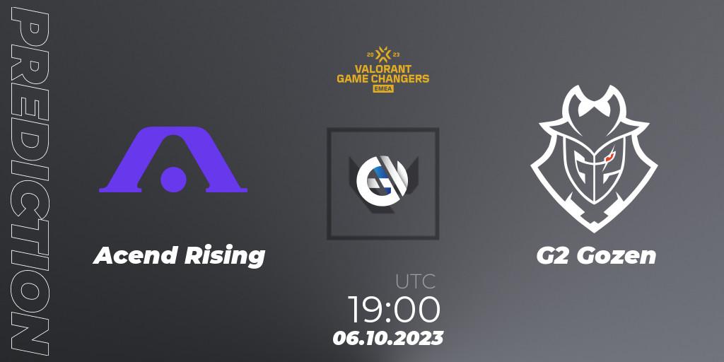 Acend Rising - G2 Gozen: ennuste. 06.10.2023 at 18:10, VALORANT, VCT 2023: Game Changers EMEA Stage 3 - Playoffs