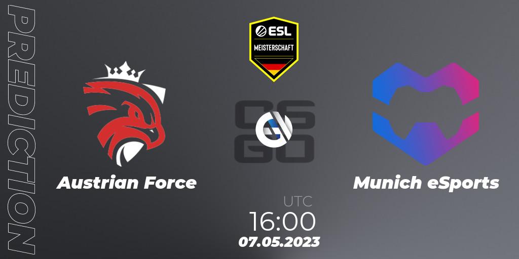 Austrian Force - Munich eSports: ennuste. 07.05.2023 at 16:00, Counter-Strike (CS2), ESL Meisterschaft: Spring 2023 - Division 2