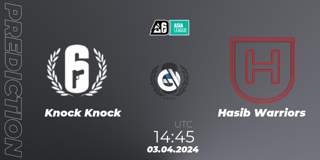 Knock Knock - Hasib Warriors: ennuste. 03.04.2024 at 14:45, Rainbow Six, Asia League 2024 - Stage 1