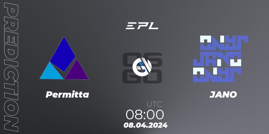 Permitta - JANO: ennuste. 08.04.2024 at 08:00, Counter-Strike (CS2), European Pro League Season 15