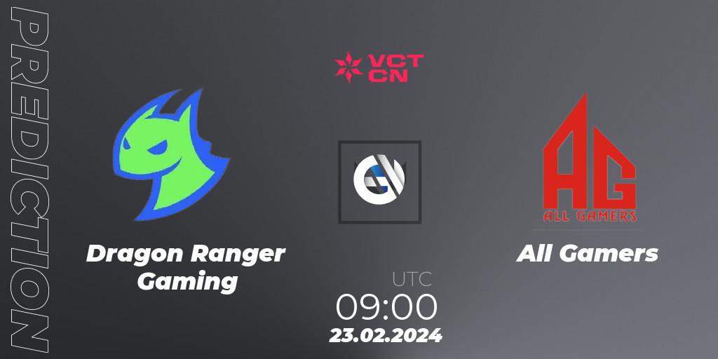 Dragon Ranger Gaming - All Gamers: ennuste. 23.02.2024 at 10:00, VALORANT, VCT 2024: China Kickoff