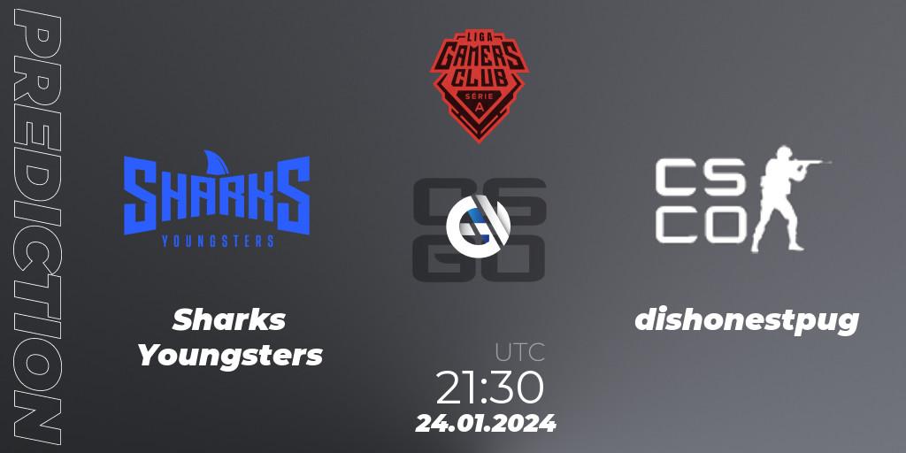 Sharks Youngsters - dishonestpug: ennuste. 24.01.2024 at 21:30, Counter-Strike (CS2), Gamers Club Liga Série A: January 2024