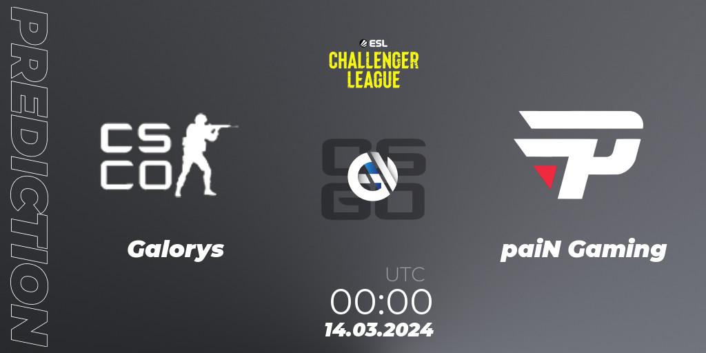 Galorys - paiN Gaming: ennuste. 08.05.2024 at 19:00, Counter-Strike (CS2), ESL Challenger League Season 47: South America