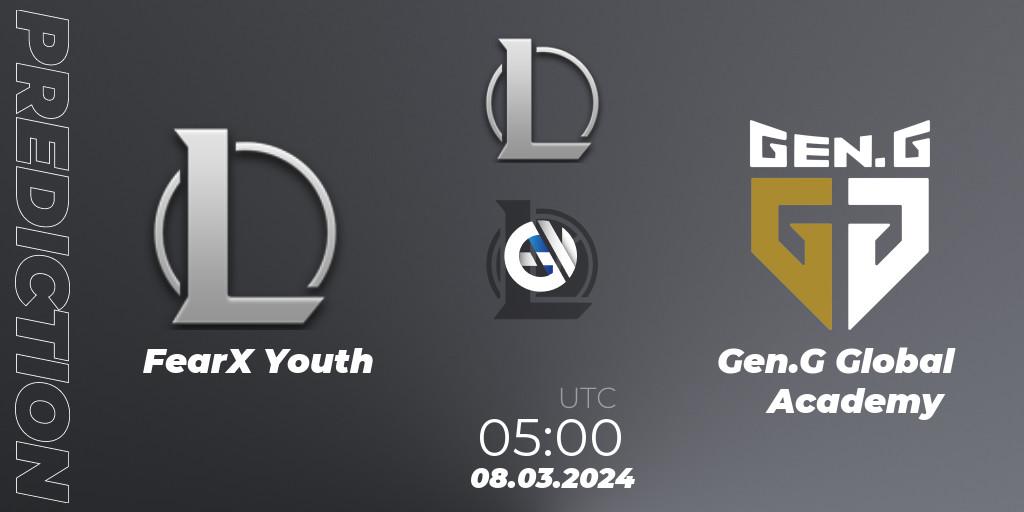 FearX Youth - Gen.G Global Academy: ennuste. 08.03.2024 at 05:00, LoL, LCK Challengers League 2024 Spring - Group Stage