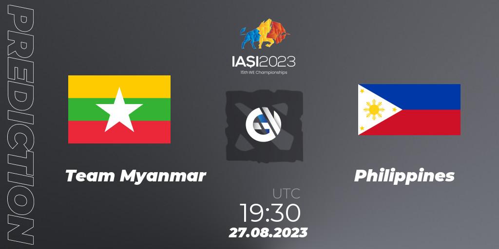 Team Myanmar - Philippines: ennuste. 27.08.2023 at 20:30, Dota 2, IESF World Championship 2023