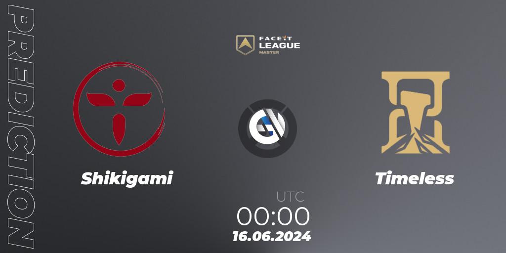Shikigami - Timeless: ennuste. 16.06.2024 at 00:15, Overwatch, FACEIT League Season 1 - NA Master Road to EWC
