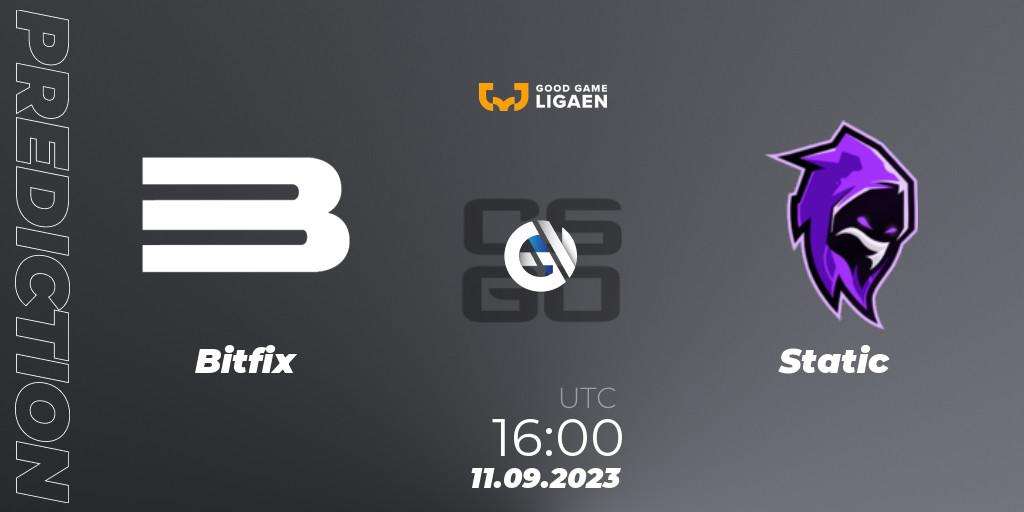 Bitfix - Static: ennuste. 11.09.2023 at 16:00, Counter-Strike (CS2), Good Game-ligaen Fall 2023: Regular Season