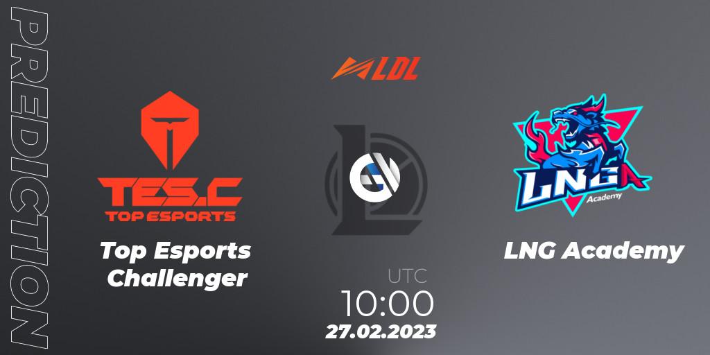 Top Esports Challenger - LNG Academy: ennuste. 27.02.2023 at 10:00, LoL, LDL 2023 - Regular Season