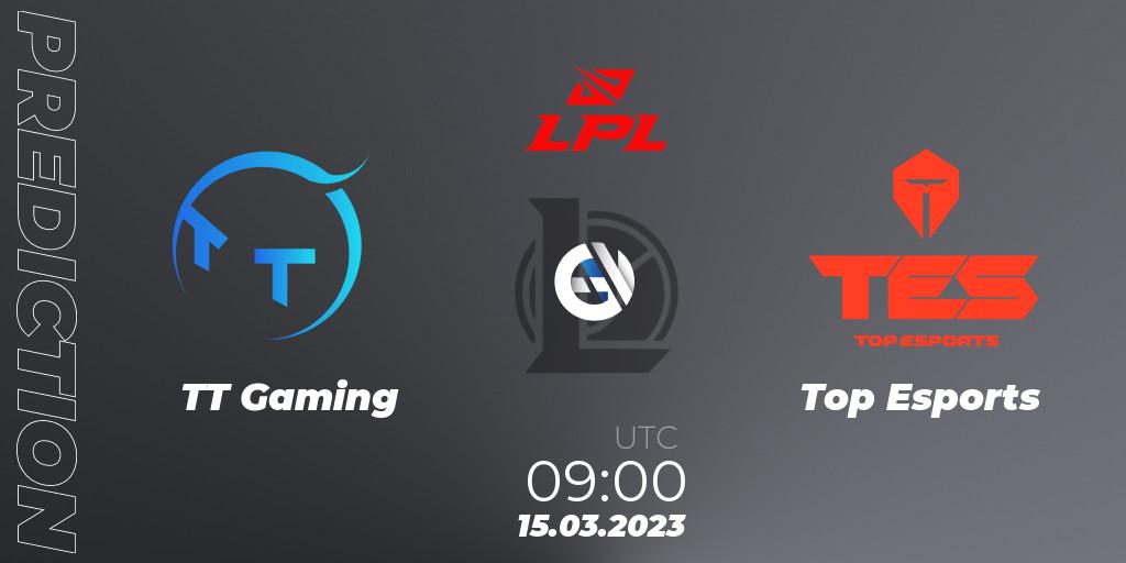TT Gaming - Top Esports: ennuste. 15.03.2023 at 09:00, LoL, LPL Spring 2023 - Group Stage