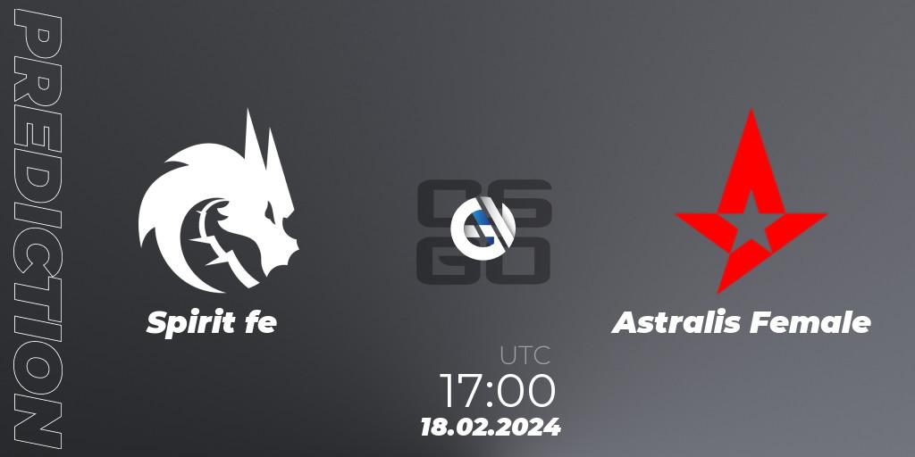 Spirit fe - Astralis Female: ennuste. 18.02.2024 at 17:00, Counter-Strike (CS2), ESL Impact League Season 5: European Division - Open Qualifier #2