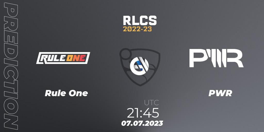 Rule One - PWR: ennuste. 07.07.2023 at 22:00, Rocket League, RLCS 2022-23 Spring Major