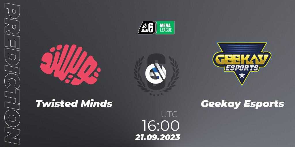 Twisted Minds - Geekay Esports: ennuste. 21.09.2023 at 16:00, Rainbow Six, MENA League 2023 - Stage 2