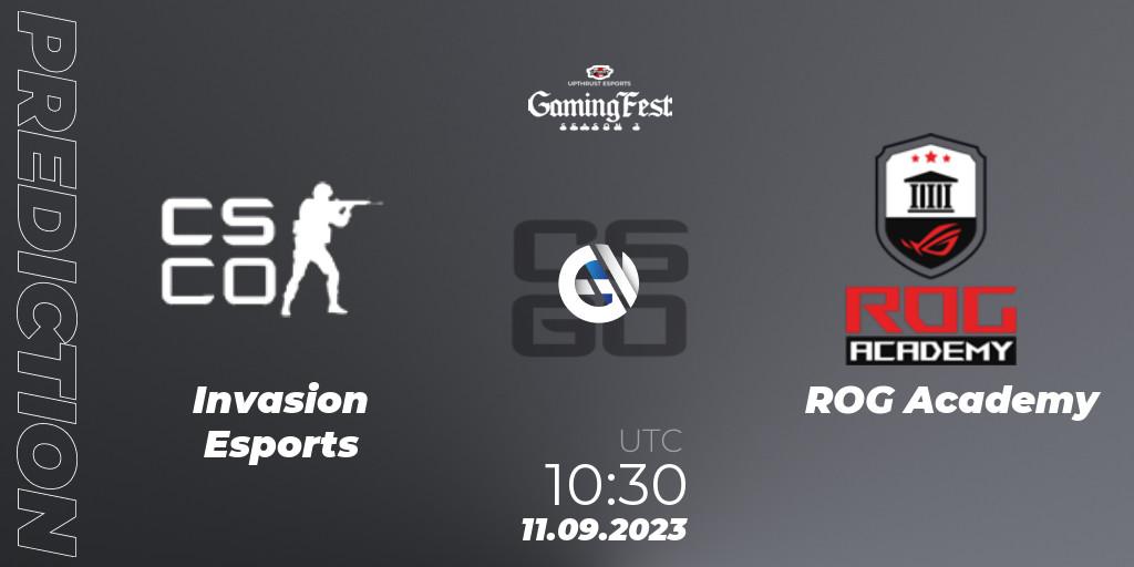 Invasion Esports - ROG Academy: ennuste. 11.09.2023 at 10:30, Counter-Strike (CS2), Upthrust Esports GamingFest Season 3