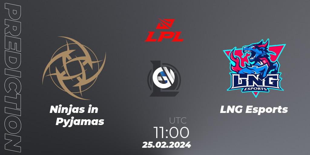 Ninjas in Pyjamas - LNG Esports: ennuste. 25.02.24, LoL, LPL Spring 2024 - Group Stage