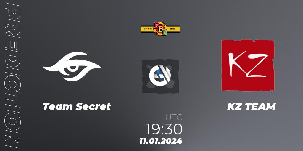 Team Secret - KZ TEAM: ennuste. 11.01.2024 at 19:30, Dota 2, BetBoom Dacha Dubai 2024: WEU Closed Qualifier