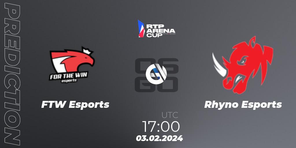 FTW Esports - Rhyno Esports: ennuste. 03.02.2024 at 17:30, Counter-Strike (CS2), RTP Arena Cup 2024