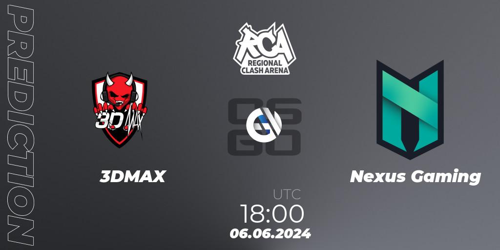 3DMAX - Nexus Gaming: ennuste. 06.06.2024 at 18:00, Counter-Strike (CS2), Regional Clash Arena Europe