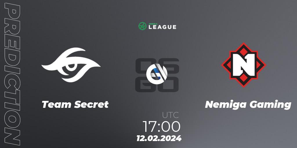 Team Secret - Nemiga Gaming: ennuste. 12.02.2024 at 17:00, Counter-Strike (CS2), ESEA Season 48: Advanced Division - Europe