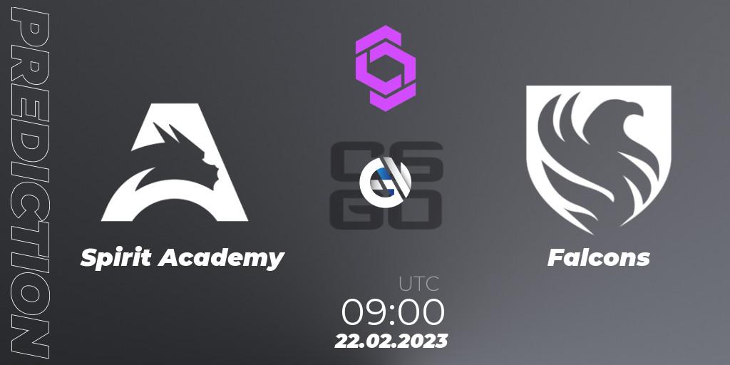 Spirit Academy - Falcons: ennuste. 22.02.2023 at 09:00, Counter-Strike (CS2), CCT West Europe Series #1