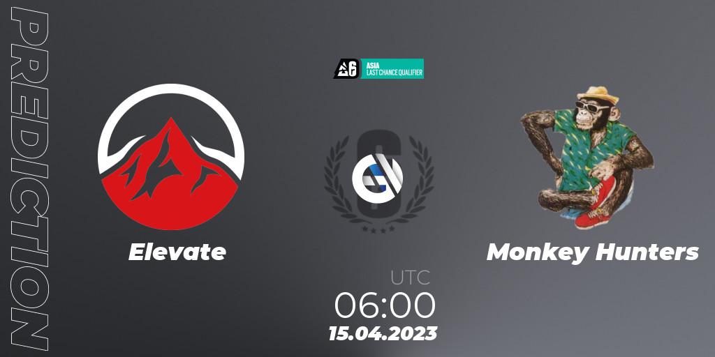 Elevate - Monkey Hunters: ennuste. 15.04.2023 at 08:00, Rainbow Six, Asia League 2023 - Stage 1 - Last Chance Qualifiers