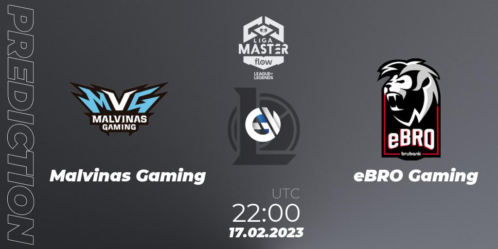 Malvinas Gaming - eBRO Gaming: ennuste. 17.02.2023 at 22:00, LoL, Liga Master Opening 2023 - Group Stage