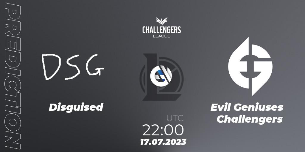 Disguised - Evil Geniuses Challengers: ennuste. 17.06.2023 at 20:00, LoL, North American Challengers League 2023 Summer - Group Stage
