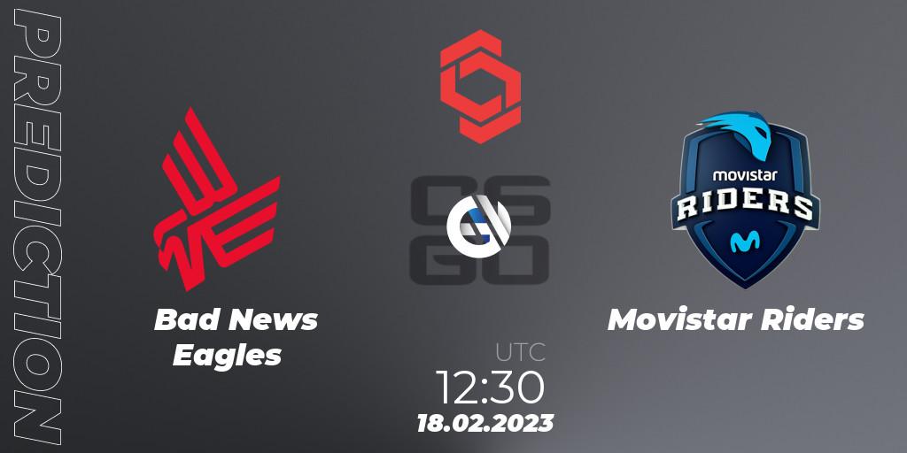 Bad News Eagles - Movistar Riders: ennuste. 18.02.2023 at 12:30, Counter-Strike (CS2), CCT Central Europe Series Finals #1