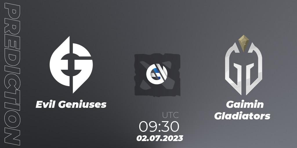 Evil Geniuses - Gaimin Gladiators: ennuste. 02.07.2023 at 09:54, Dota 2, Bali Major 2023 - Group Stage