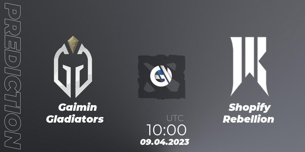 Gaimin Gladiators - Shopify Rebellion: ennuste. 09.04.2023 at 10:26, Dota 2, DreamLeague Season 19 - Group Stage 1