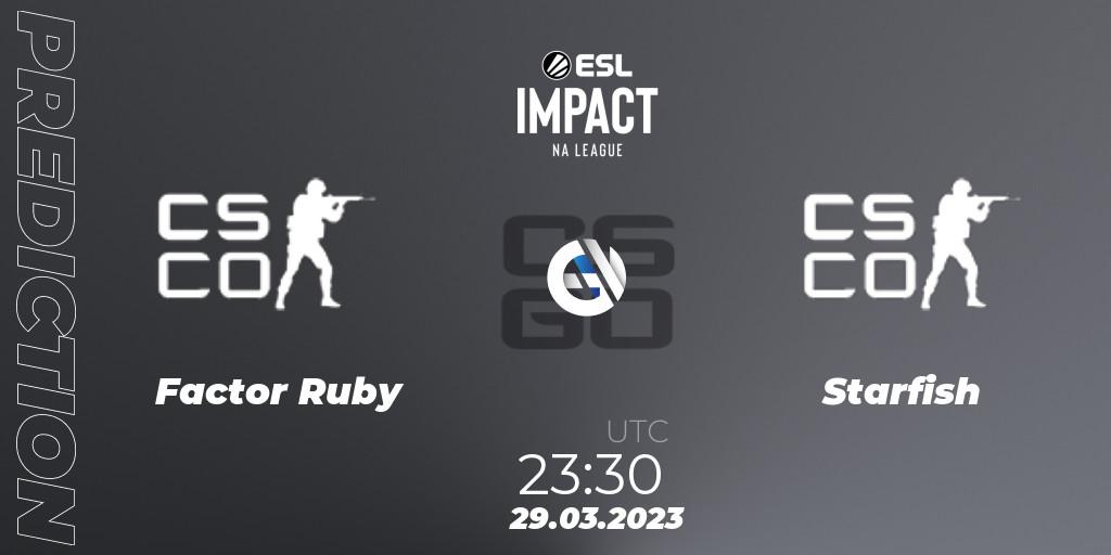 Factor Ruby - Starfish: ennuste. 29.03.23, CS2 (CS:GO), ESL Impact League Season 3: North American Division