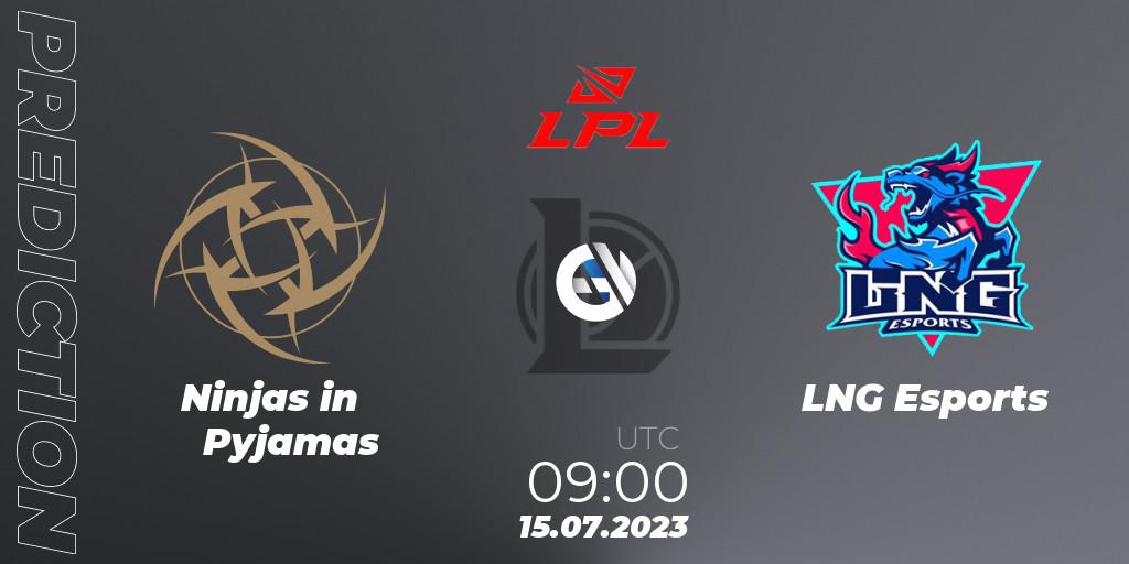 Ninjas in Pyjamas - LNG Esports: ennuste. 15.07.23, LoL, LPL Summer 2023 Regular Season