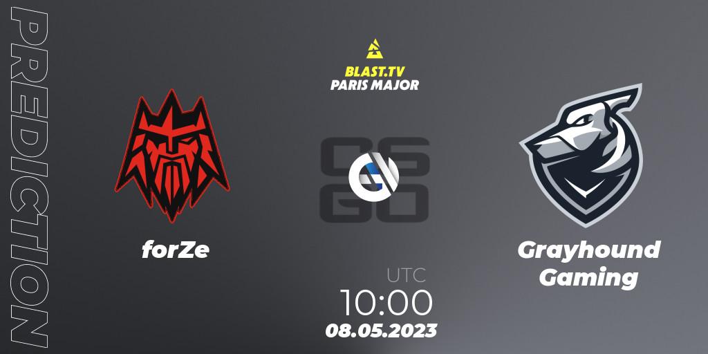 forZe - Grayhound Gaming: ennuste. 08.05.2023 at 12:30, Counter-Strike (CS2), BLAST Paris Major 2023 Challengers Stage