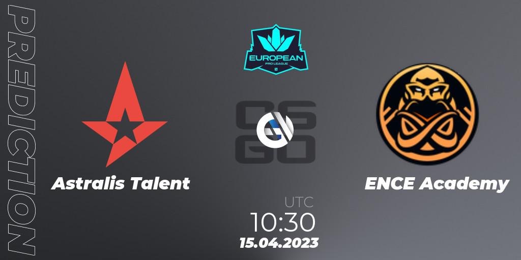 Astralis Talent - ENCE Academy: ennuste. 15.04.2023 at 09:00, Counter-Strike (CS2), European Pro League Season 7