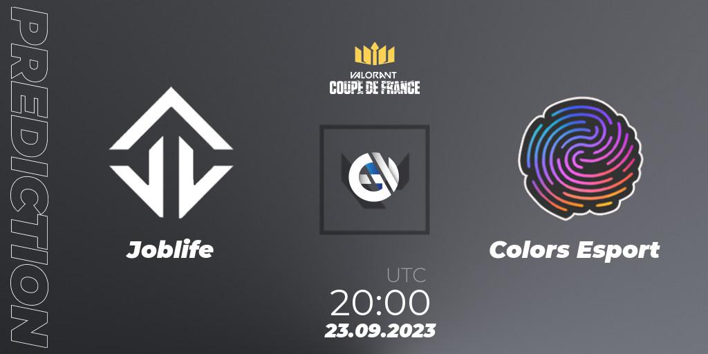 Joblife - Colors Esport: ennuste. 23.09.23, VALORANT, VCL France: Revolution - Coupe De France 2023