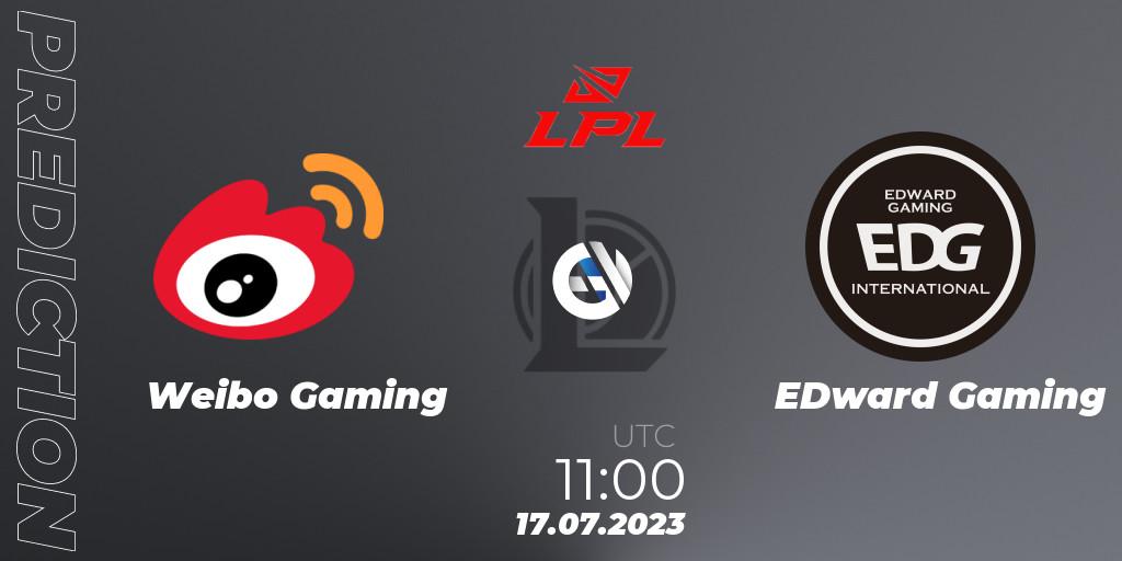 Weibo Gaming - EDward Gaming: ennuste. 17.07.2023 at 11:00, LoL, LPL Summer 2023 Regular Season