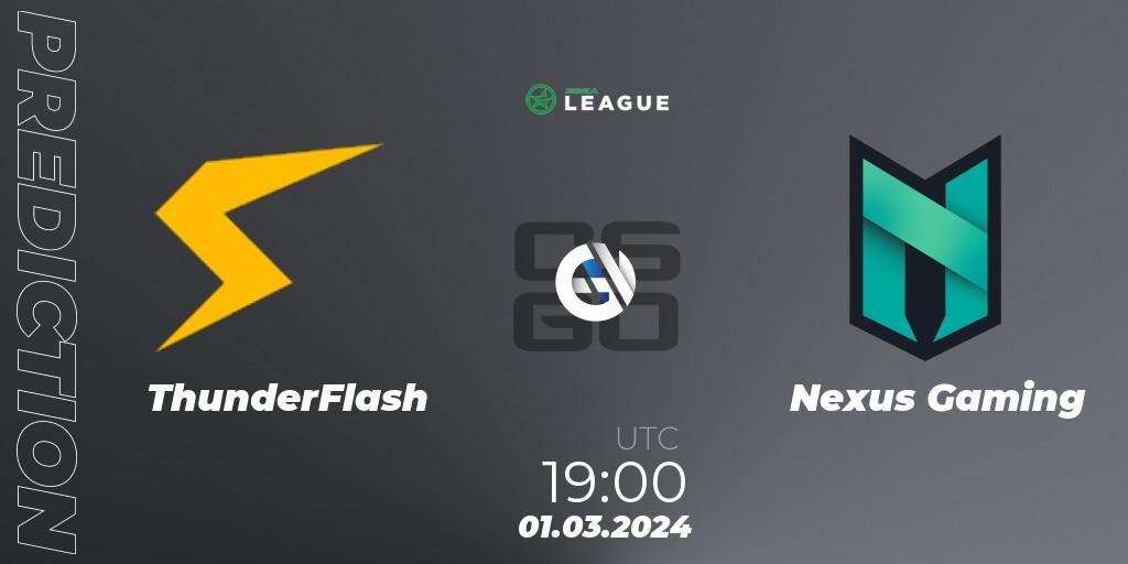 ThunderFlash - Nexus Gaming: ennuste. 01.03.24, CS2 (CS:GO), ESEA Season 48: Advanced Division - Europe