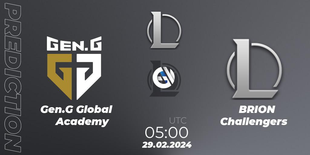 Gen.G Global Academy - BRION Challengers: ennuste. 29.02.24, LoL, LCK Challengers League 2024 Spring - Group Stage