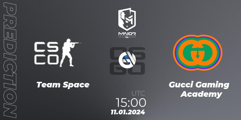Team Space - Gucci Gaming Academy: ennuste. 11.01.2024 at 15:00, Counter-Strike (CS2), PGL CS2 Major Copenhagen 2024 Europe RMR Open Qualifier 2