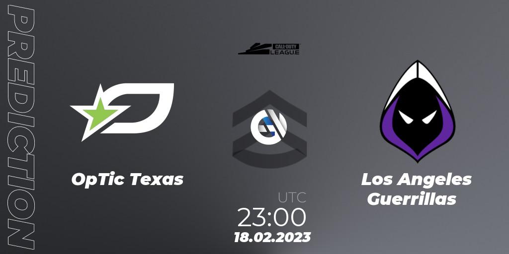 OpTic Texas - Los Angeles Guerrillas: ennuste. 18.02.2023 at 23:30, Call of Duty, Call of Duty League 2023: Stage 3 Major Qualifiers