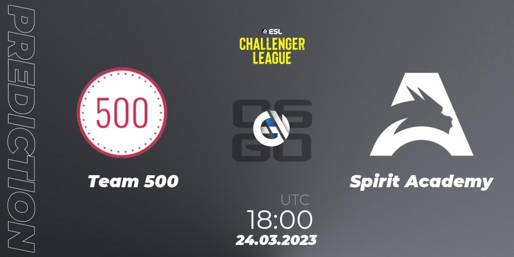Team 500 - Spirit Academy: ennuste. 24.03.23, CS2 (CS:GO), ESL Challenger League Season 44 Relegation: Europe