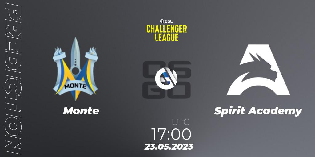 Monte - Spirit Academy: ennuste. 24.05.2023 at 12:00, Counter-Strike (CS2), ESL Challenger League Season 45: Europe