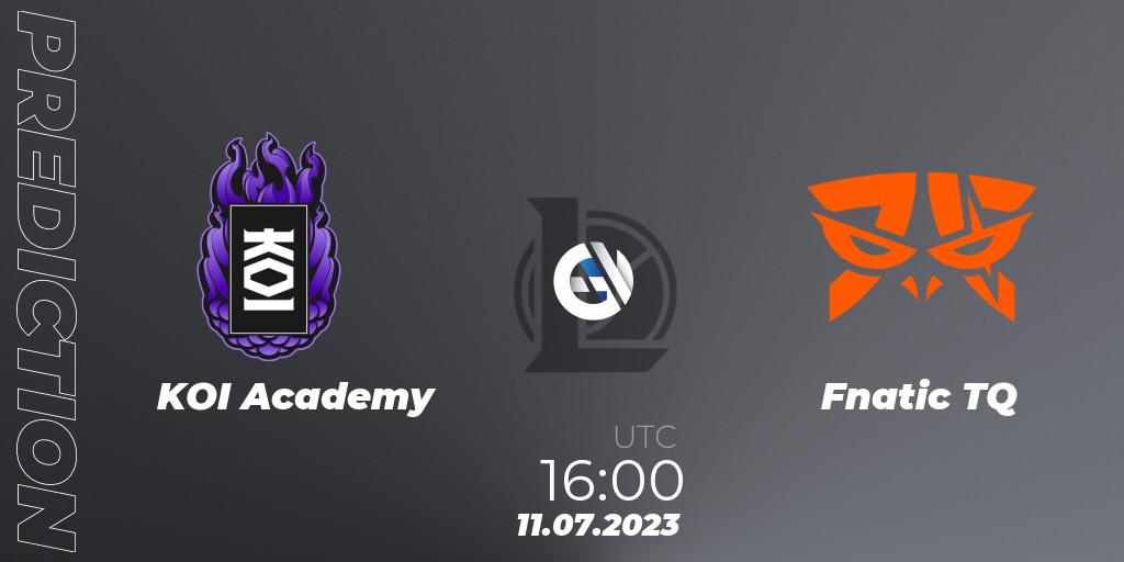 KOI Academy - Fnatic TQ: ennuste. 11.07.2023 at 20:00, LoL, Superliga Summer 2023 - Group Stage