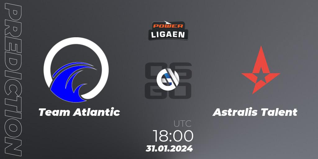 Team Atlantic - Astralis Talent: ennuste. 31.01.2024 at 18:00, Counter-Strike (CS2), Dust2.dk Ligaen Season 25