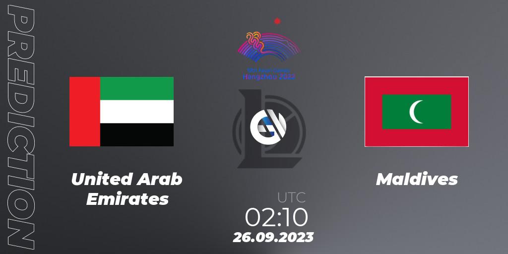 United Arab Emirates - Maldives: ennuste. 26.09.2023 at 02:10, LoL, 2022 Asian Games
