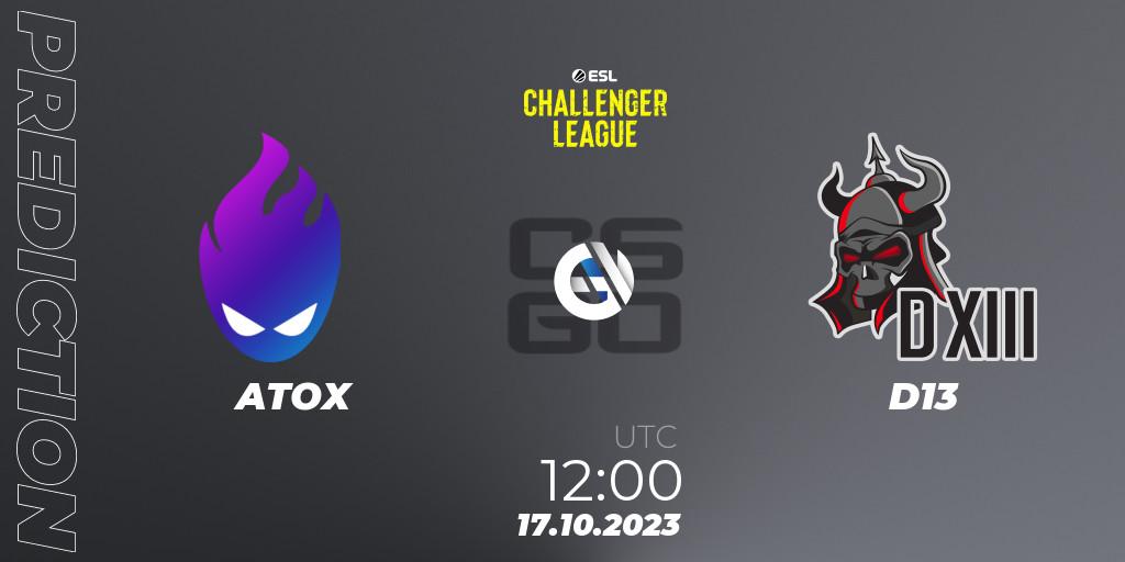 ATOX - D13: ennuste. 17.10.23, CS2 (CS:GO), ESL Challenger League Season 46: Asia-Pacific