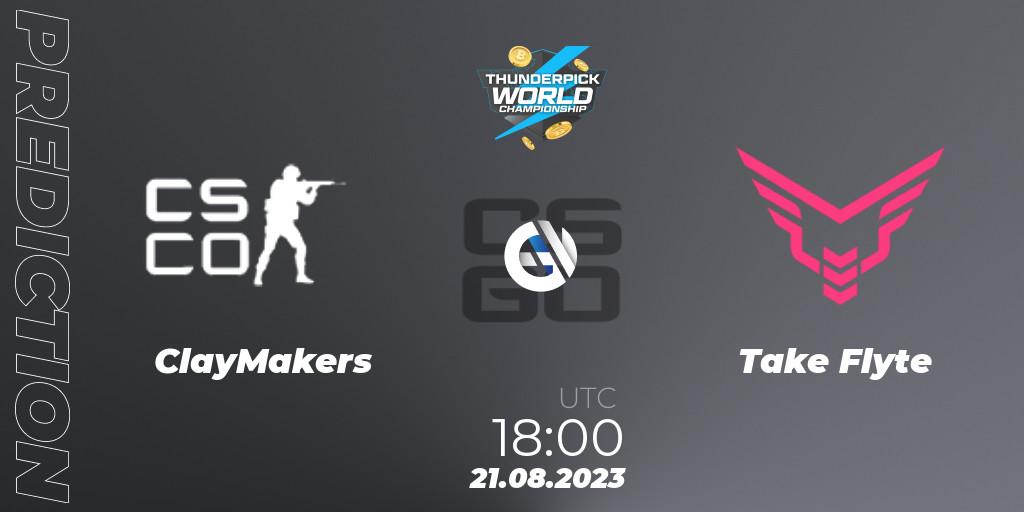 ClayMakers - Take Flyte: ennuste. 21.08.2023 at 18:20, Counter-Strike (CS2), Thunderpick World Championship 2023: North American Qualifier #2